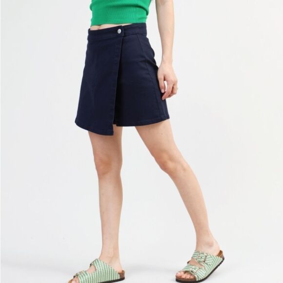 Vero Moda We Do Denim Wild Millie Skort In Navy Blue Blazer Detail Size L NWT - Picture 1 of 5